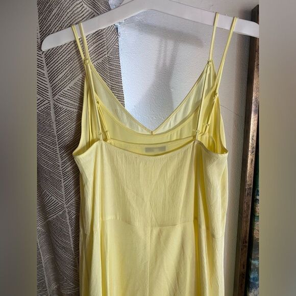 Vince Midi Dress Womens Size XS Solid Yellow Sleeveless Straps Double Dress - Picture 10 of 16